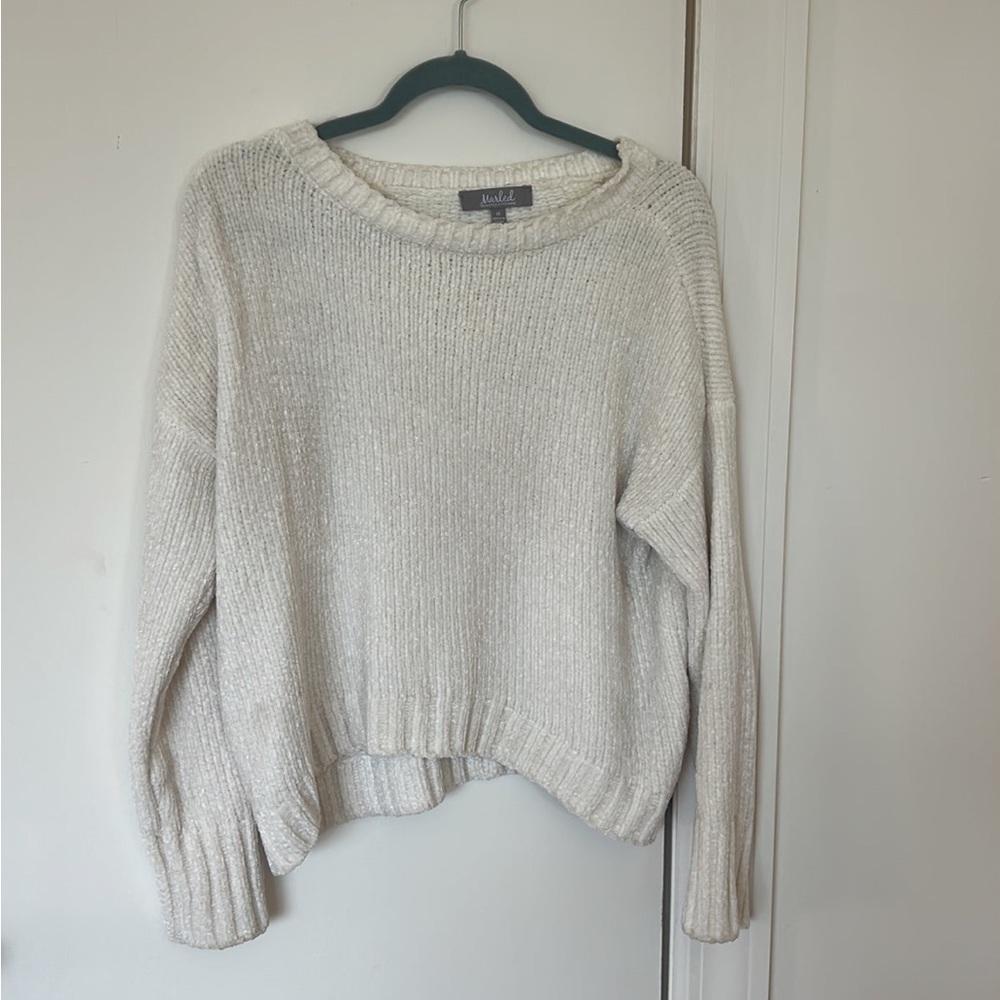 White chenille sweater